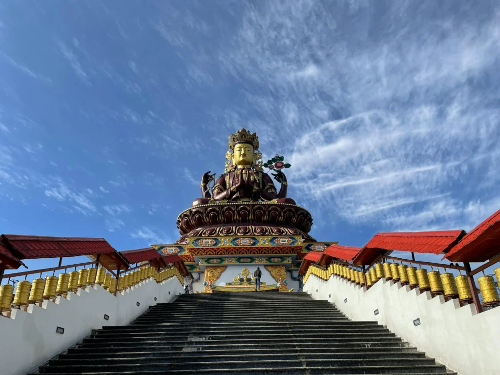 Staircase leading to giant Guru Rinpoche statue at Pelling, Sikkim