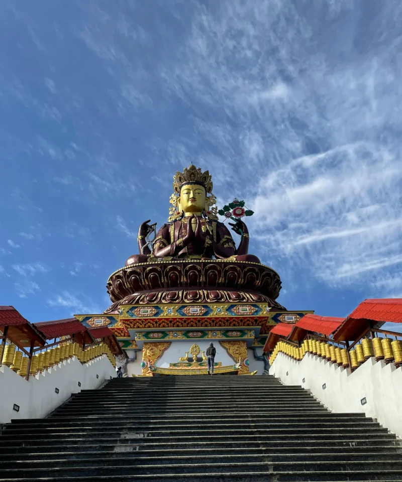 Staircase leading to giant Guru Rinpoche statue at Pelling, Sikkim